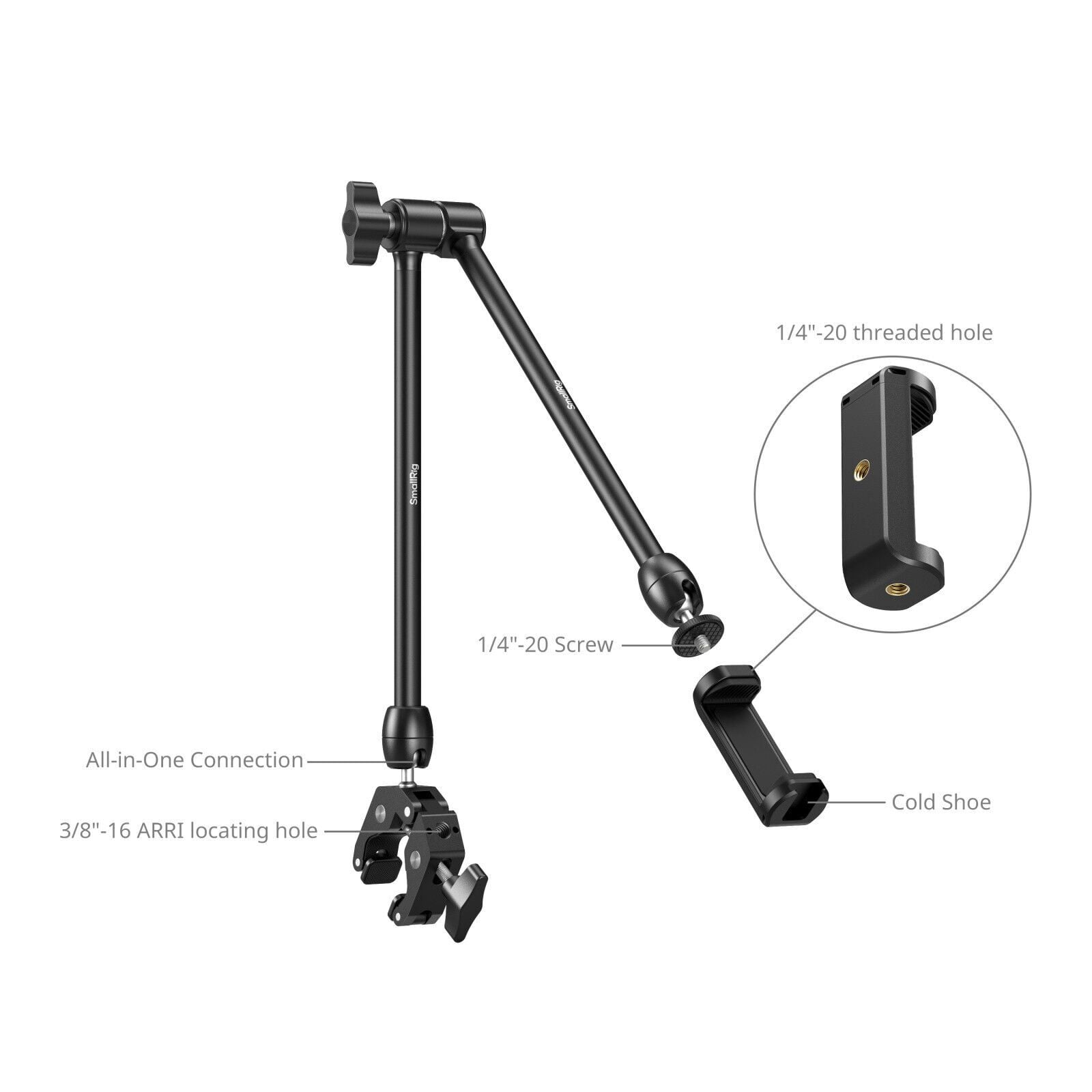SmallRig 5624 Masaüstü Sihirli Kol – farklı açıdan görünüm SmallRig 5624 Masaüstü Sihirli Kol farklı açıdan görünüm