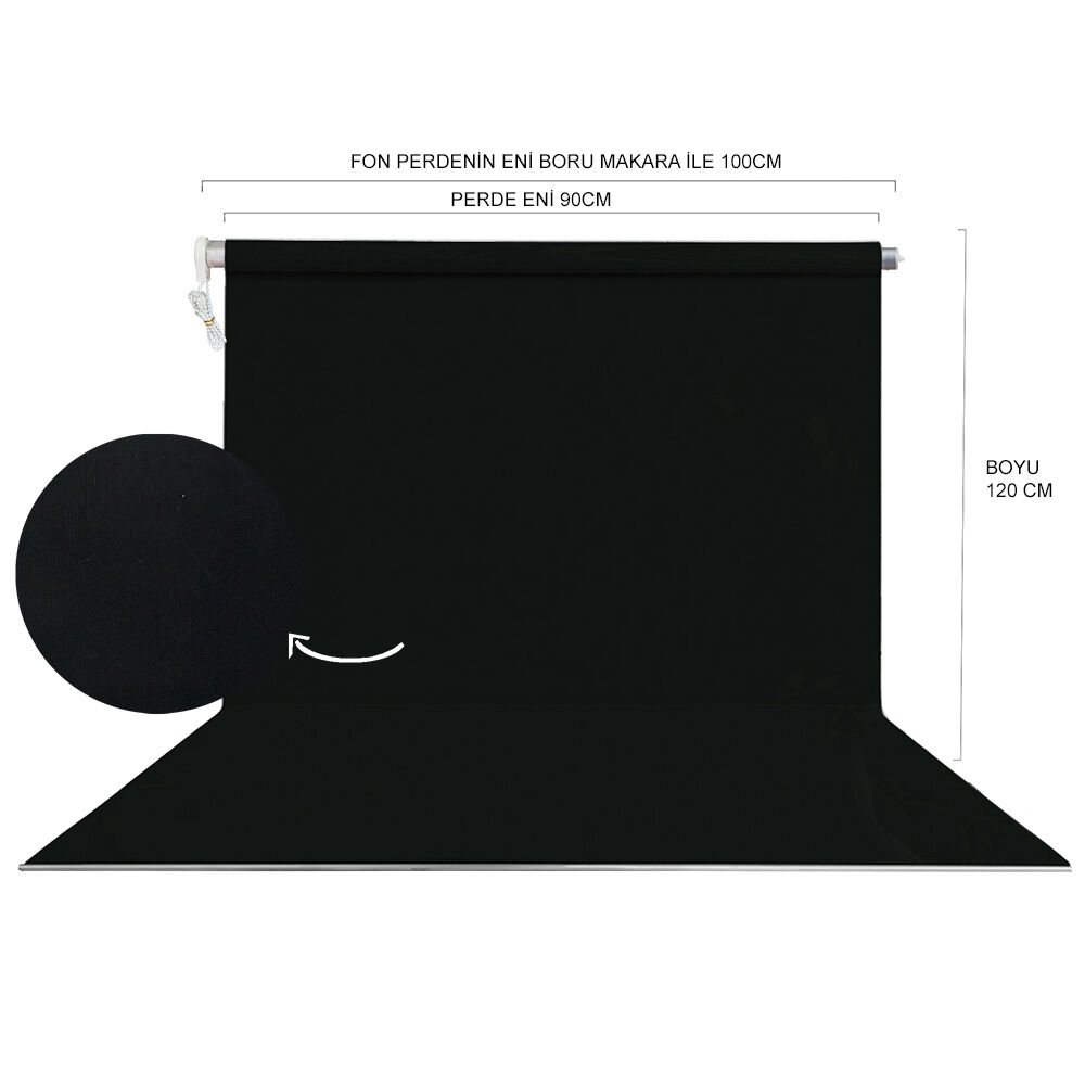 Stüdyo Teknik 90X120Cm Siyah Fon – detay görseli Stüdyo Teknik 90X120Cm Siyah Fon detay görseli
